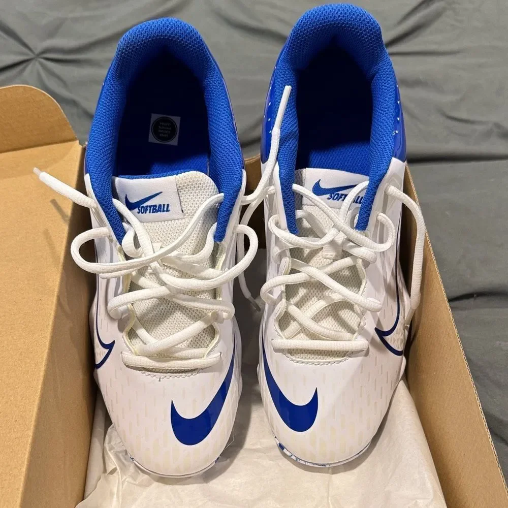 Nike Kids White and Royal Blue Sneakers